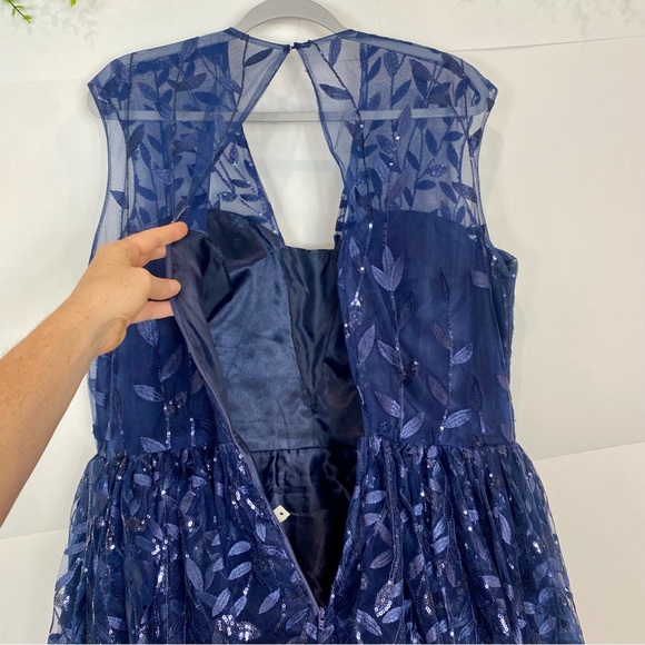 Jovani JVN Womens Dress 22 Formal Blue Sequin Sparkly Tutu tulle Mini Gown - Picture 5 of 14